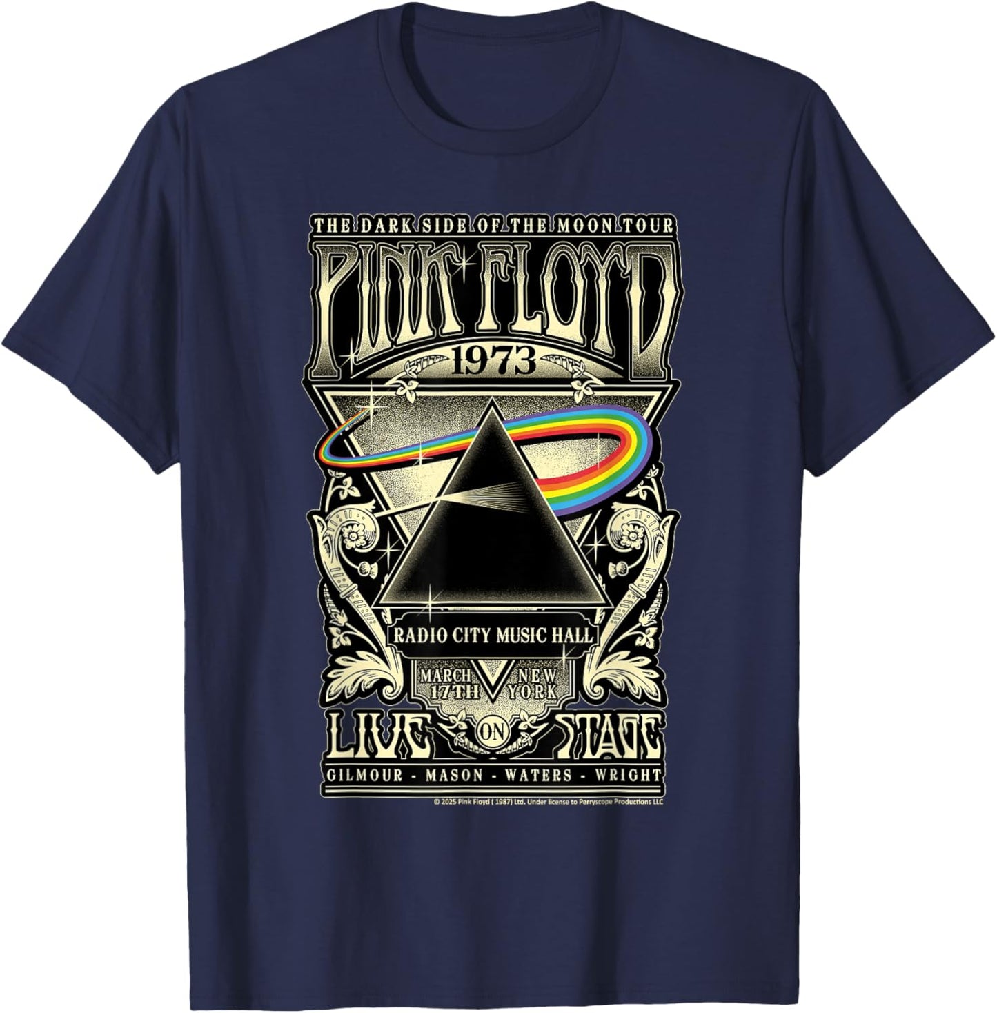 Pink Floyd 1973 Dark Side of The Moon Tour T-Shirt - T-Shirt | Navy