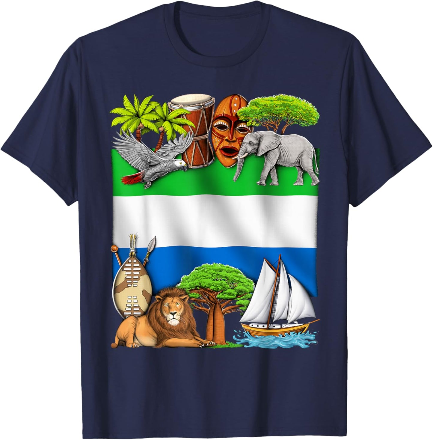 Sierra Leone Flag Sierra Leonean Roots Sierra Leonean Pride T-Shirt - T-Shirt | Navy