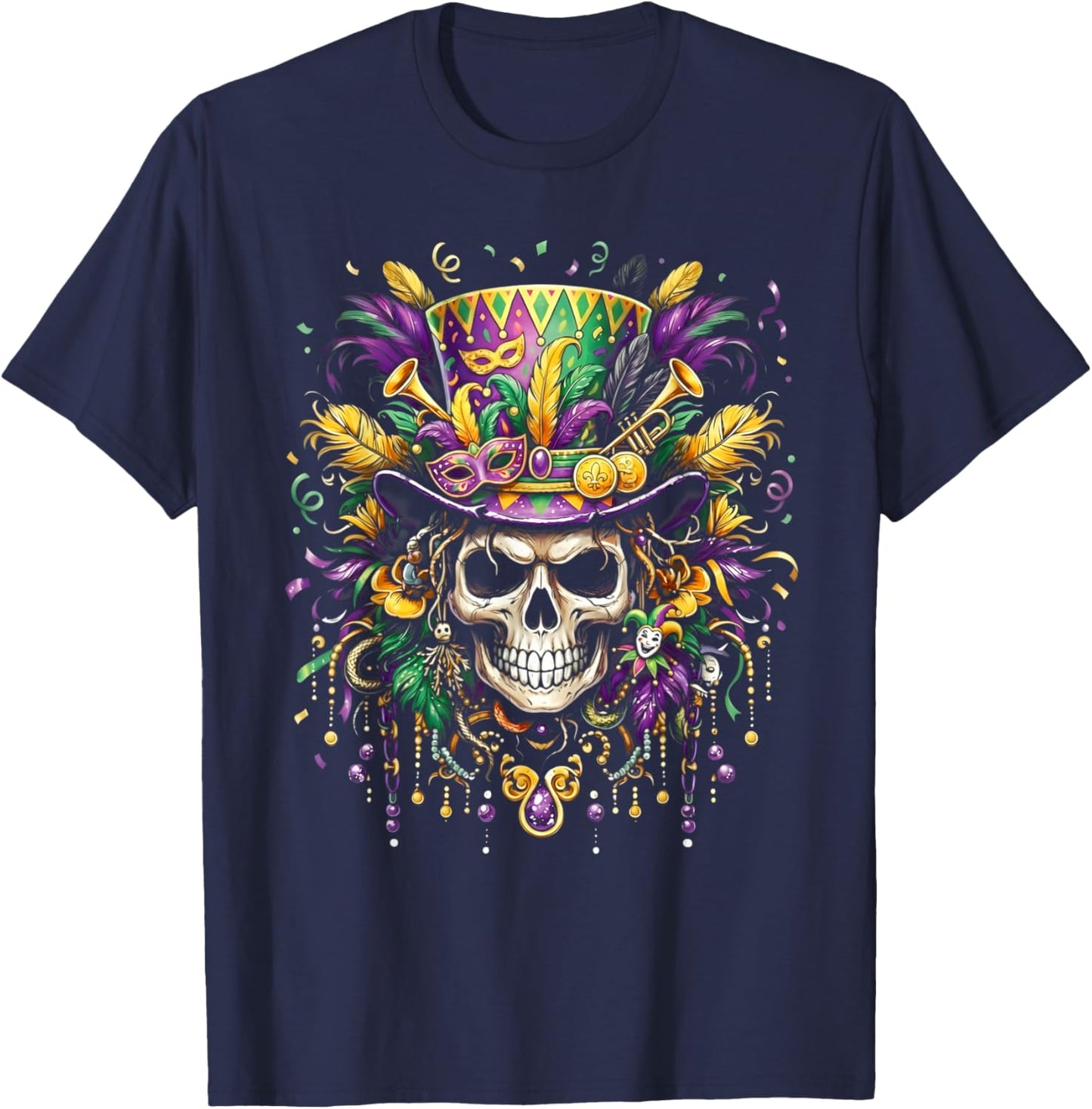 Mardi Gras Costume Sugar Skull Carnival New Orleans Trip T-Shirt - T-Shirt | Navy