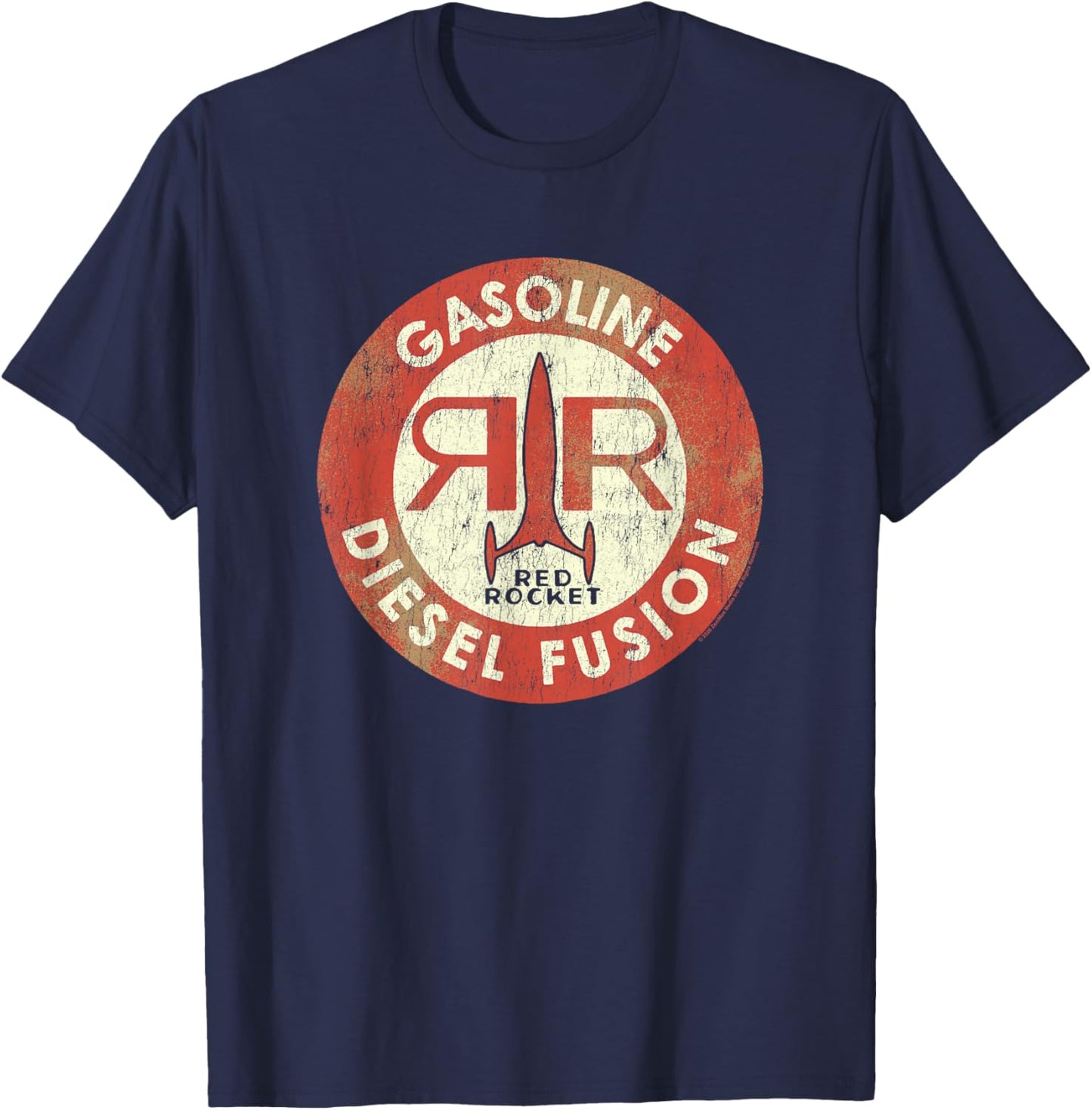 Fallout Video Game Red Rocket Diesel Fuel Distressed Logo T-Shirt - T-Shirt | Navy