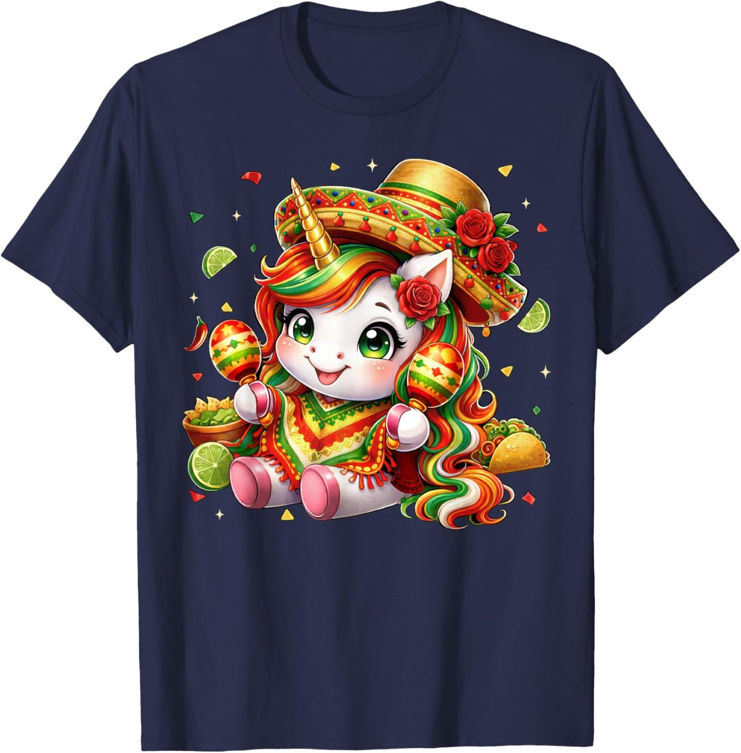 Cinco De Mayo Shirts Kids Girls Unicorn Mexican Let's Fiesta T-Shirt - T-Shirt | Navy
