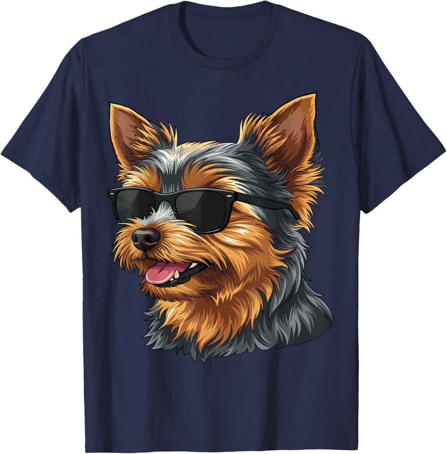 Funny Yorkshire Terrier Lover Retro Dog Sunglasses Dogs Pets T-Shirt - T-Shirt | Navy