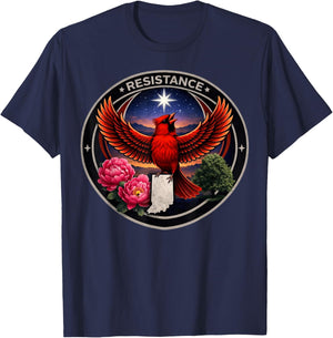 Indiana in Rebel Bird Alliance Resistance No Kings 2026 T-Shirt - T-Shirt | Navy