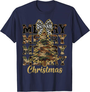Camo Merry Christmas Camouflage Christmas Tree T-Shirt - T-Shirt | Navy
