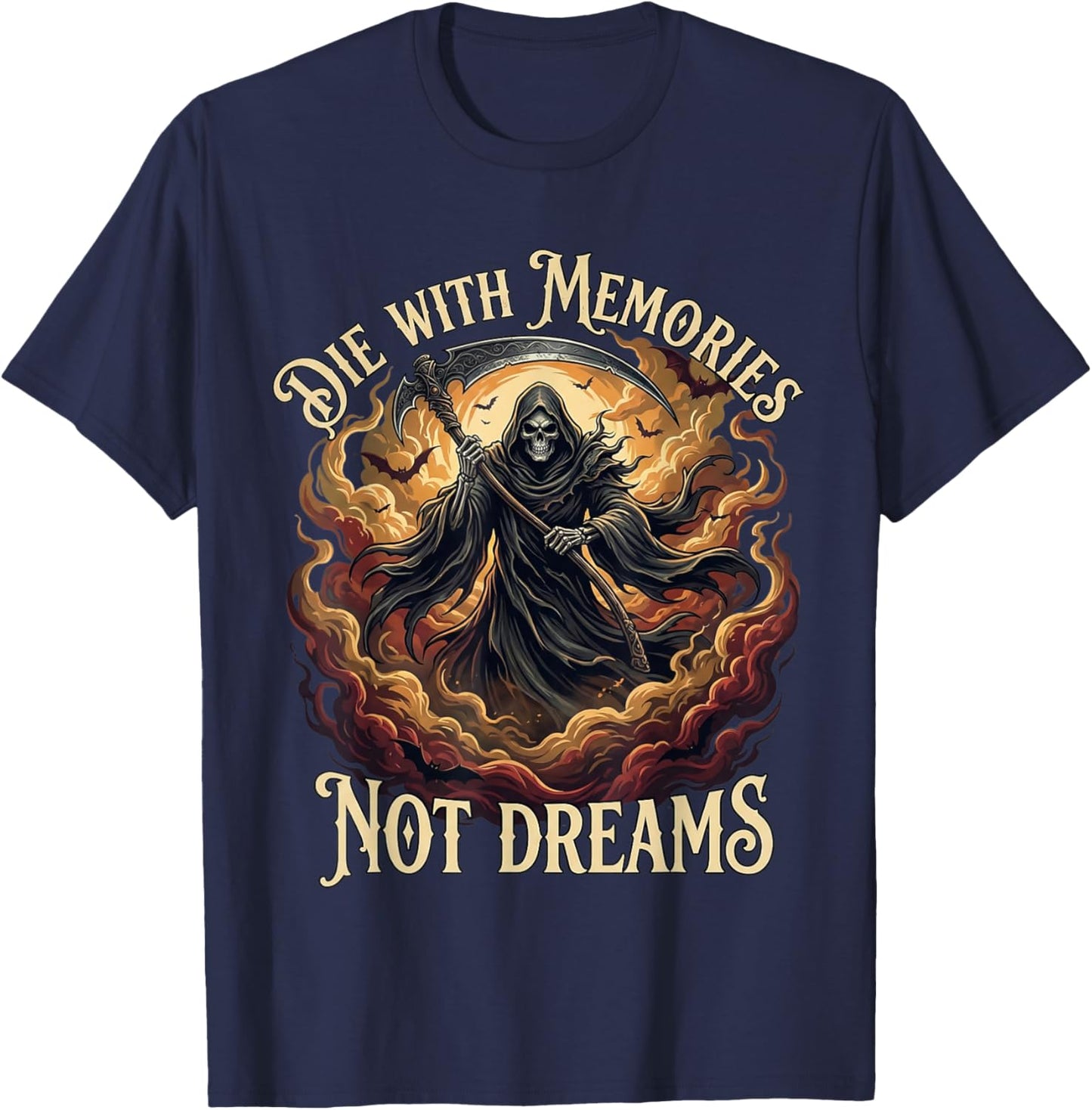 Die with Memories Not Dreams Skeleton T-Shirt - T-Shirt | Navy