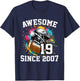 19th Birthday Awesome Since 2007 Football Colorful T-Shirt - T-Shirt | Navy