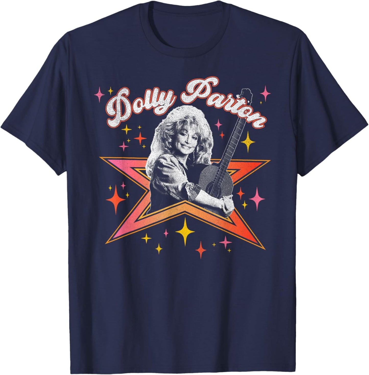Dolly Parton Black & White Portrait Glimmering and Sparkling T-Shirt - T-Shirt | Navy