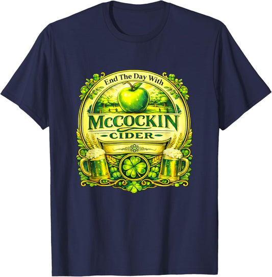 Maccockin Cider Funny St Patrick's Day T-Shirt - T-Shirt | Navy