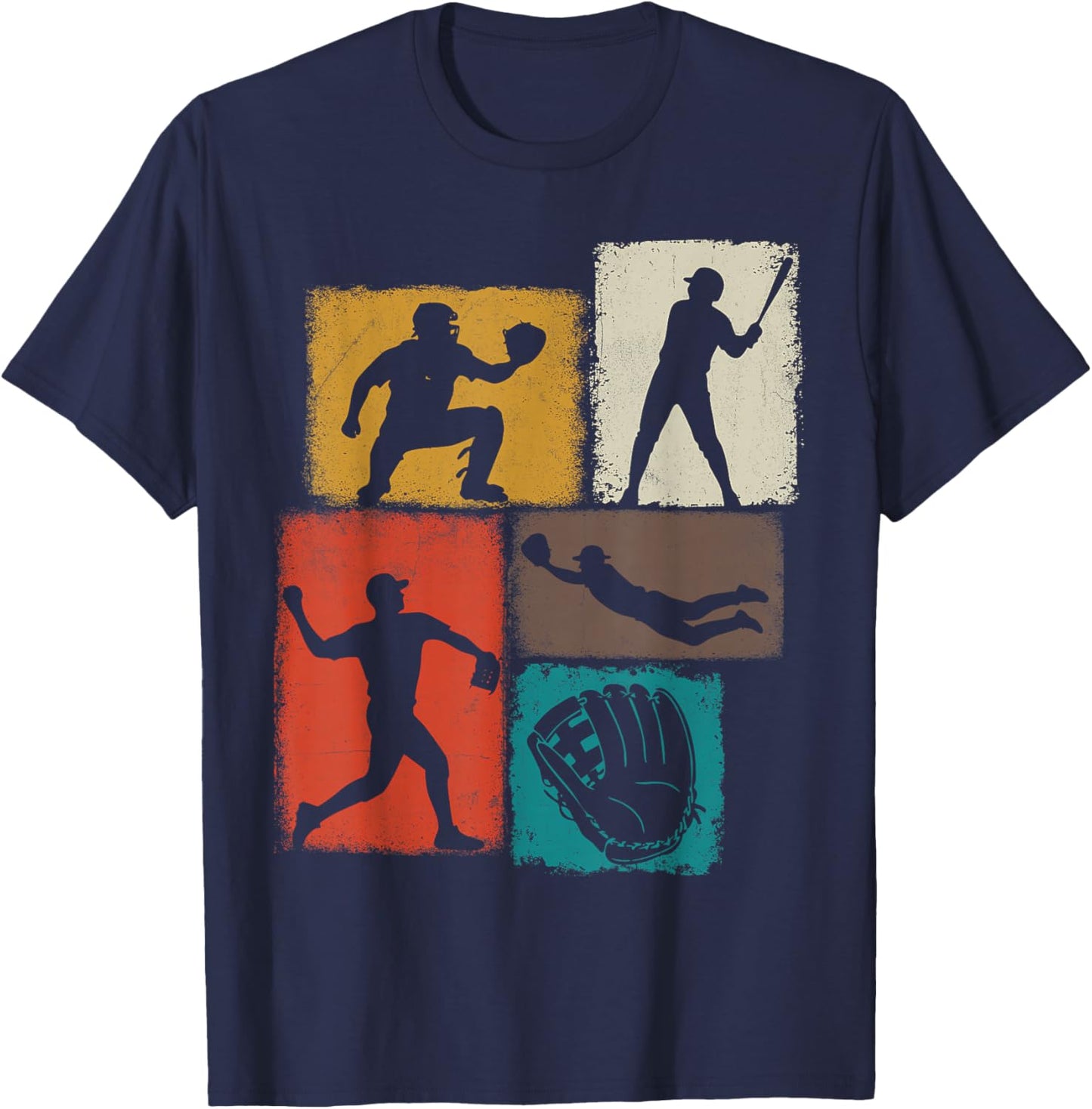 Softball Player Collage Men Kids Coach Youth Boys T-Shirt - T-Shirt | Navy