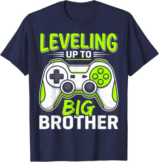 Leveling up to Big Brother 2026 Funny Gamer Boys Kids Men T-Shirt - T-Shirt | Navy
