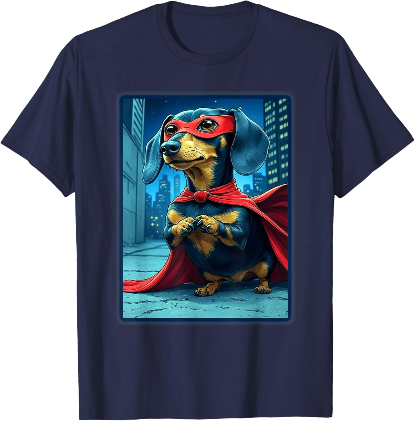 Super Dachshund Cute Superhero Doggie T-Shirt - T-Shirt | Navy