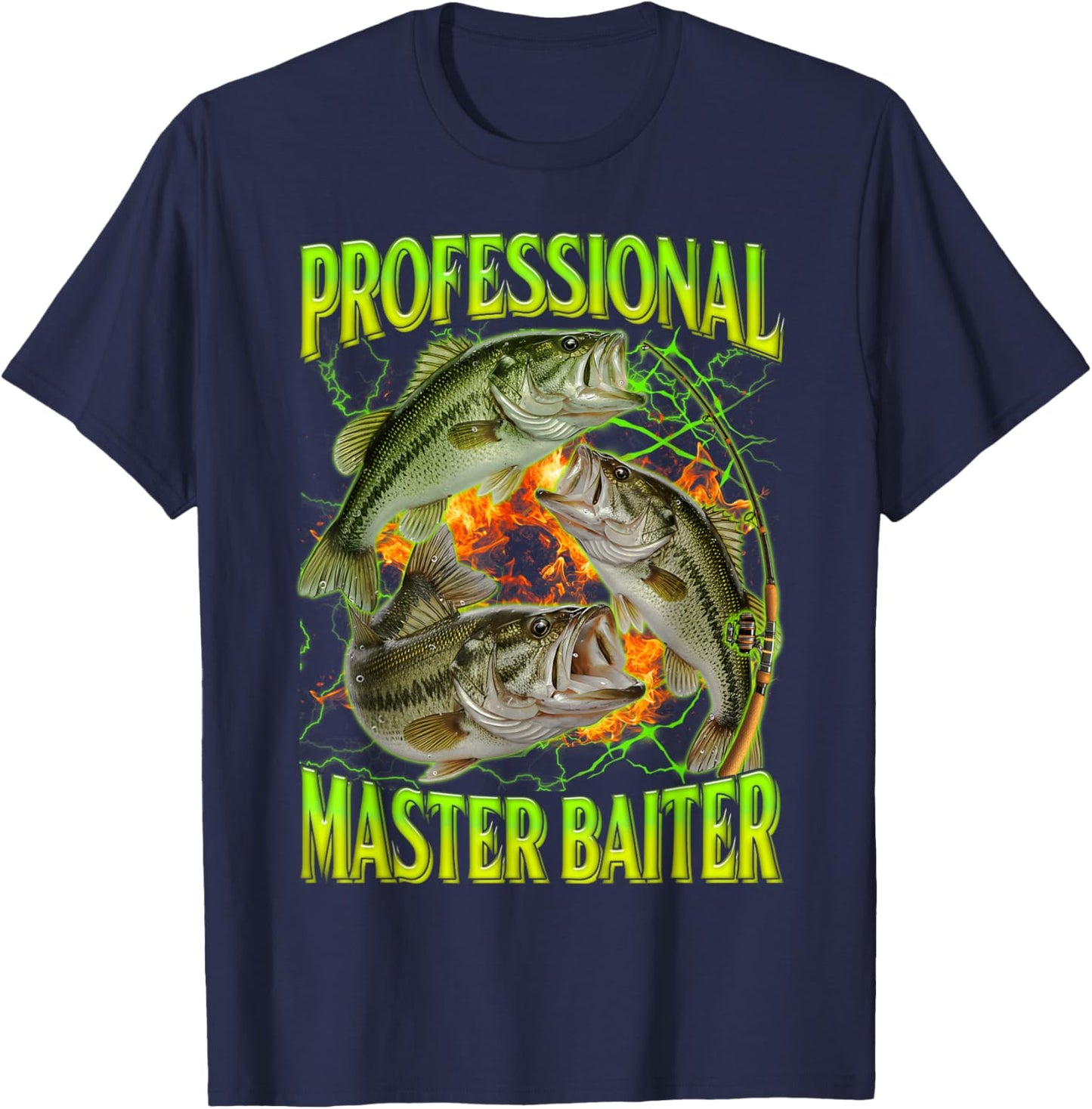 Professional Master Baiter Funny Fishing Meme Bootleg Humor T-Shirt - T-Shirt | Navy