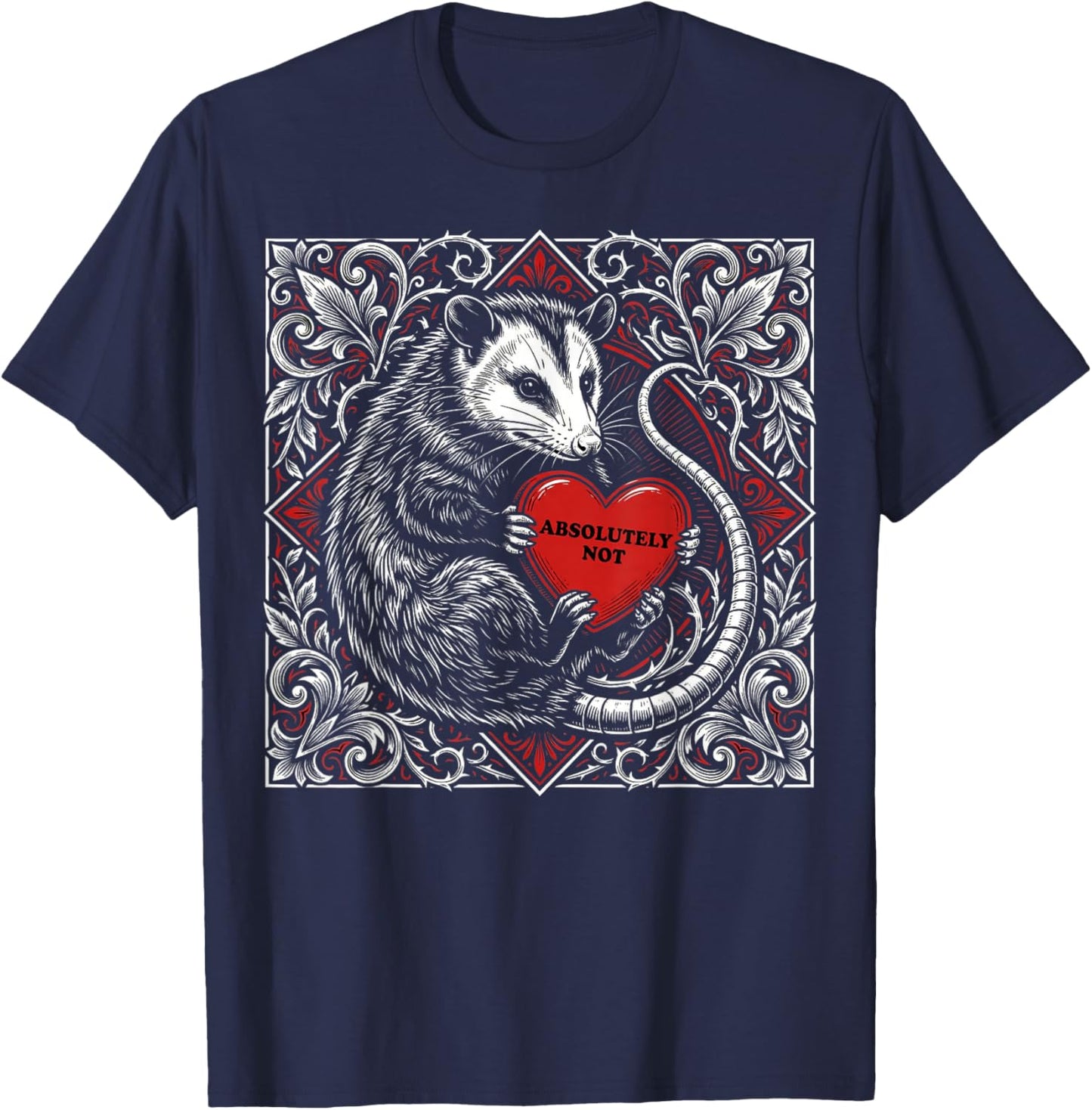 Funny Opossum Absolutely Not Hearts Valentine's Day T-Shirt - T-Shirt | Navy