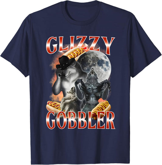 Funny Glizzy Gobbler Meme Hilarious Hot Dog Glizzy Lovers T-Shirt - T-Shirt | Navy