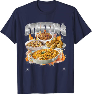Thanksgiving Stuffing Bootleg 90's Rap Rock Vintage Funny T-Shirt - T-Shirt | Navy