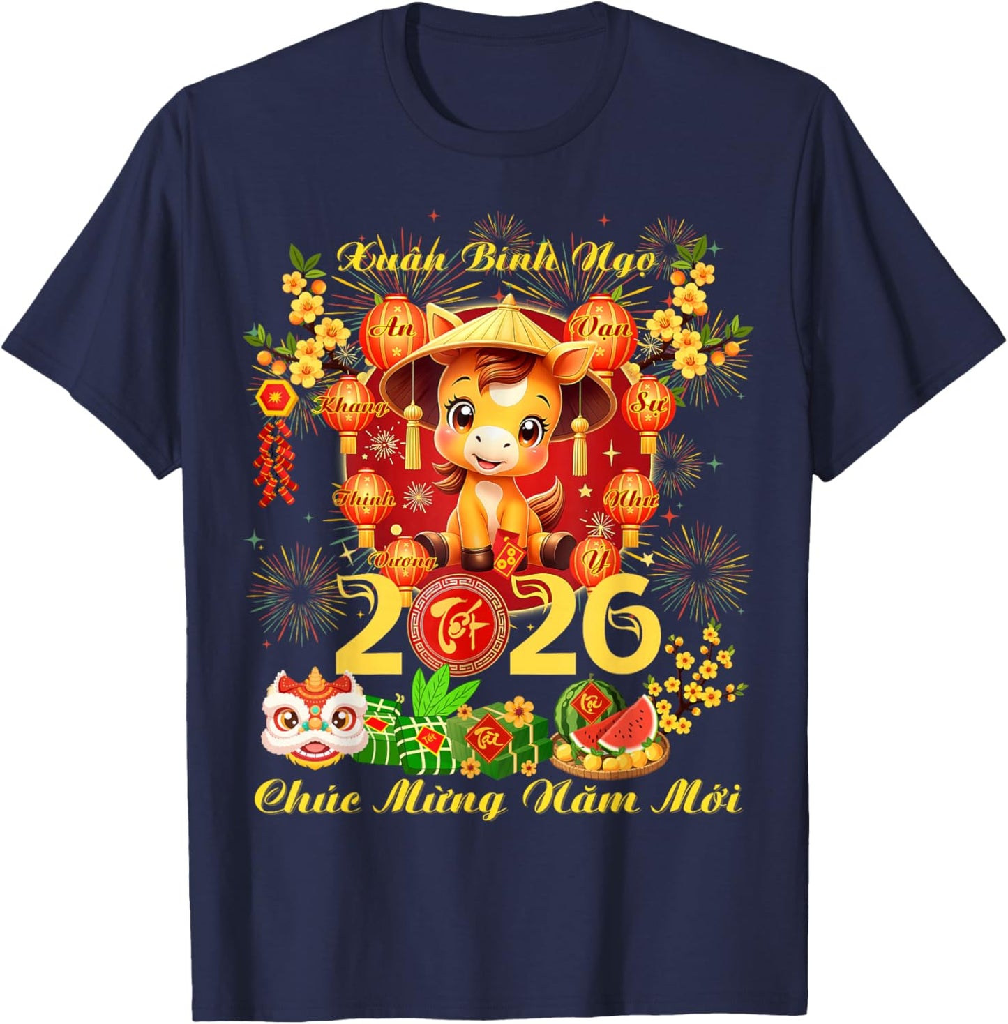 Funny Vietnamese Lunar New Year - TET 2026 Year of The Horse T-Shirt - T-Shirt | Navy