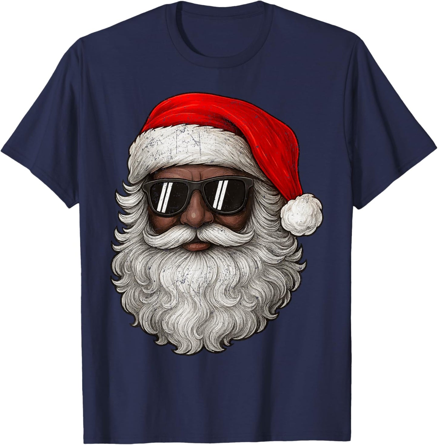 Vintage Cool Black Christmas Santa African Xmas Men Boy Kid T-Shirt - T-Shirt | Navy