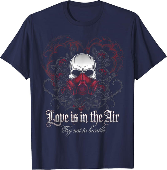 Valentine Skull Gas Mask Love Romance T-Shirt - T-Shirt | Navy