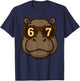 Funny Hippopotamus Hippo Sunglasses 67 Six Seven Meme T-Shirt - T-Shirt | Navy