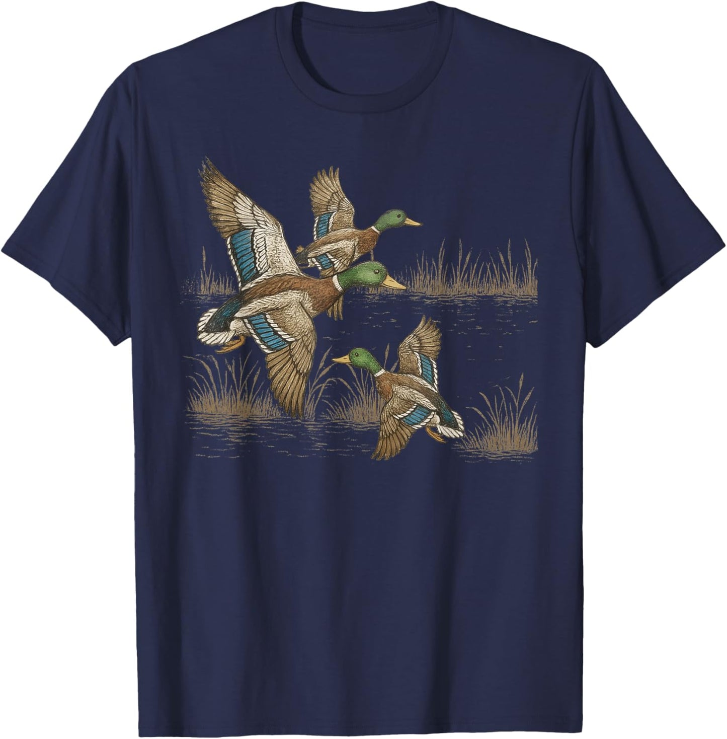 Retro Duck Nature 90s Vintage Wildlife Mallard T-Shirt - T-Shirt | Navy