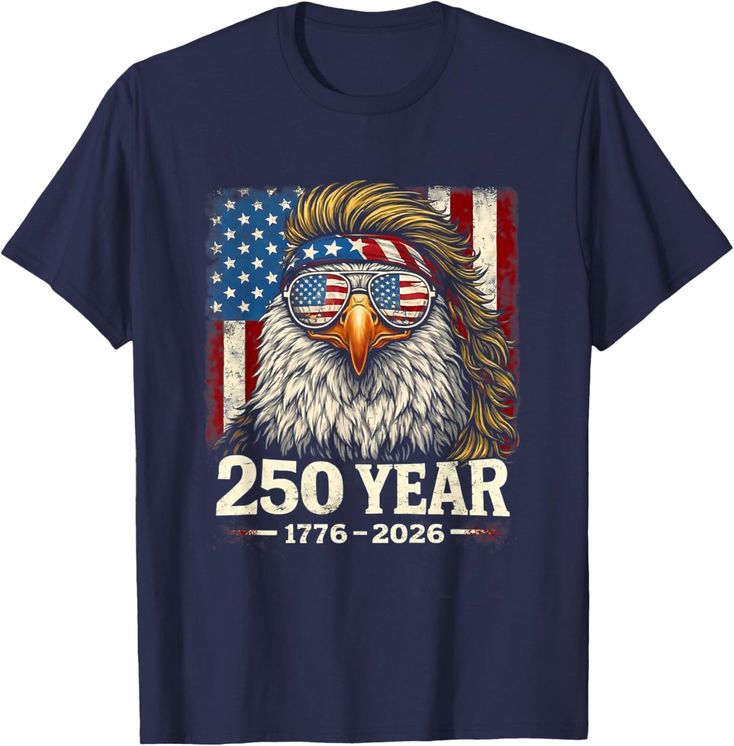 250 Years 1776 2026 250th Vintage Eagle 4th July Patriotic T-Shirt - T-Shirt | Navy
