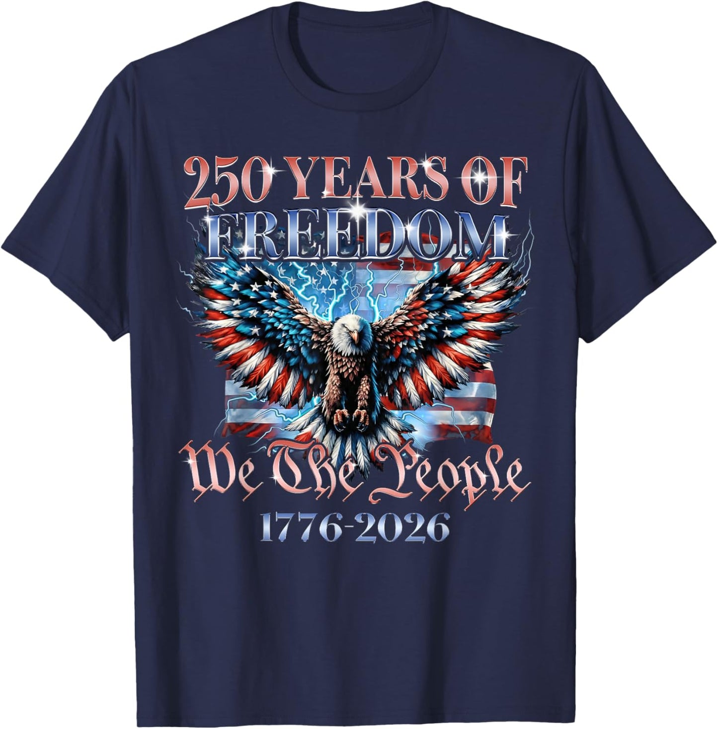 We The People USA 250 Years 1776 2026 Eagle US Flag Men Boys T-Shirt - T-Shirt | Navy