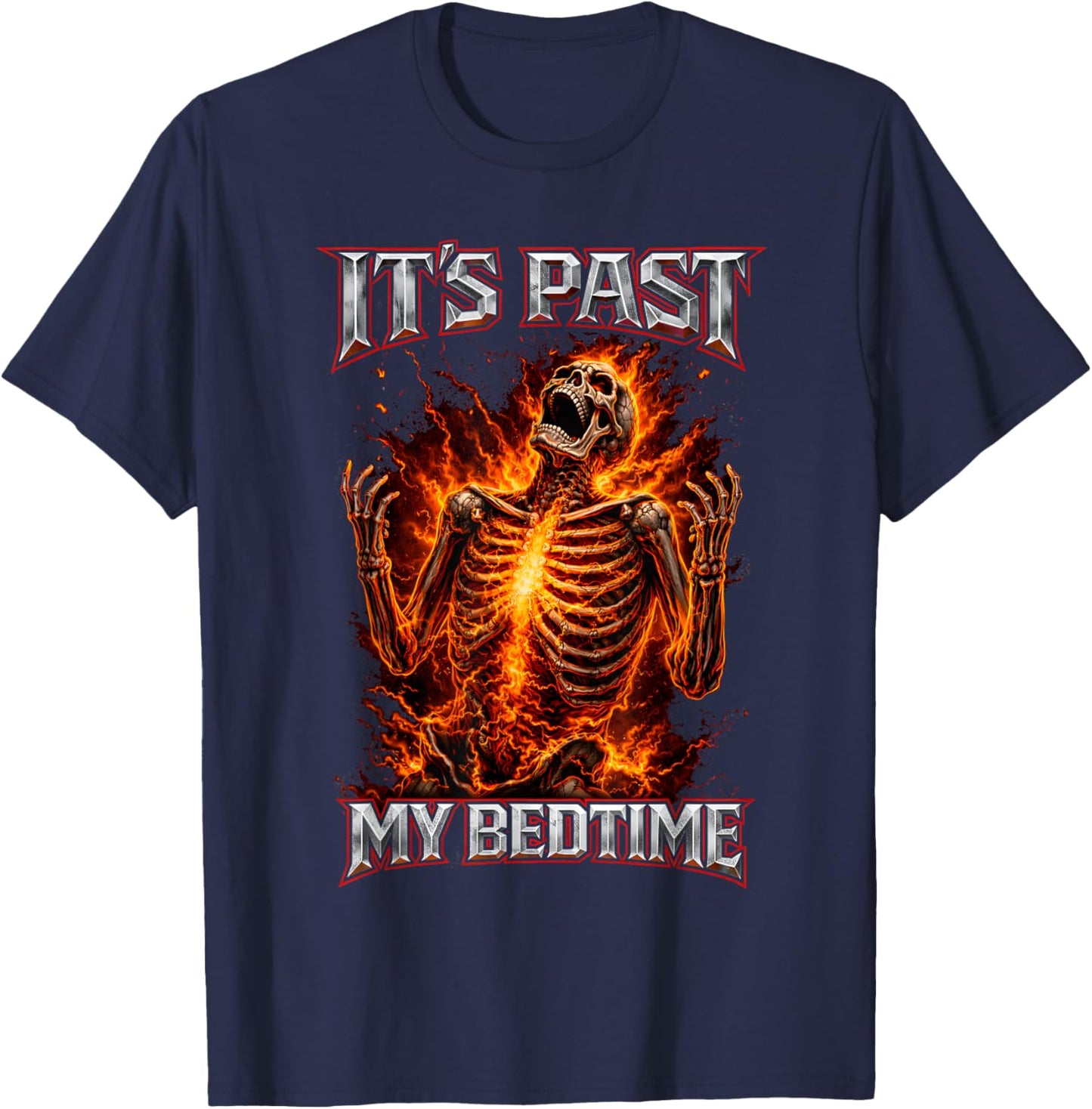 It's Past My Bedtime Funny Skeleton Meme Ironic Sleepy Tired T-Shirt - T-Shirt | Navy
