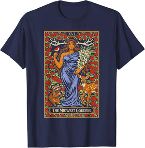 The Midwest Goddess Tattoo Card Graphic Women Girls T-Shirt - T-Shirt | Navy