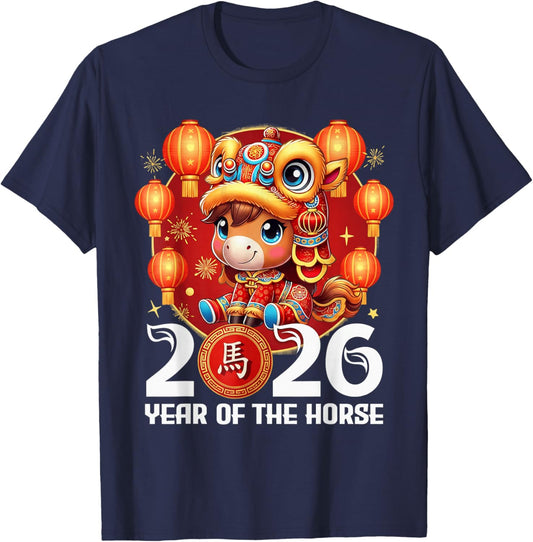 2026 Year of The Horse Chinese New Year Zodiac T-Shirt - T-Shirt | Navy