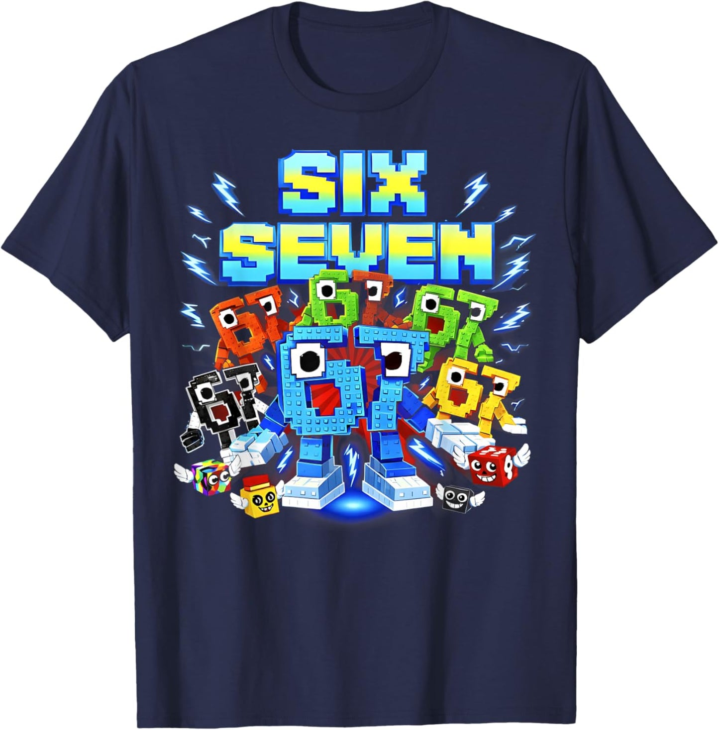 Six Seven Brainrot Birthday Boy Funny Gifts for Boys Kids T-Shirt - T-Shirt | Navy