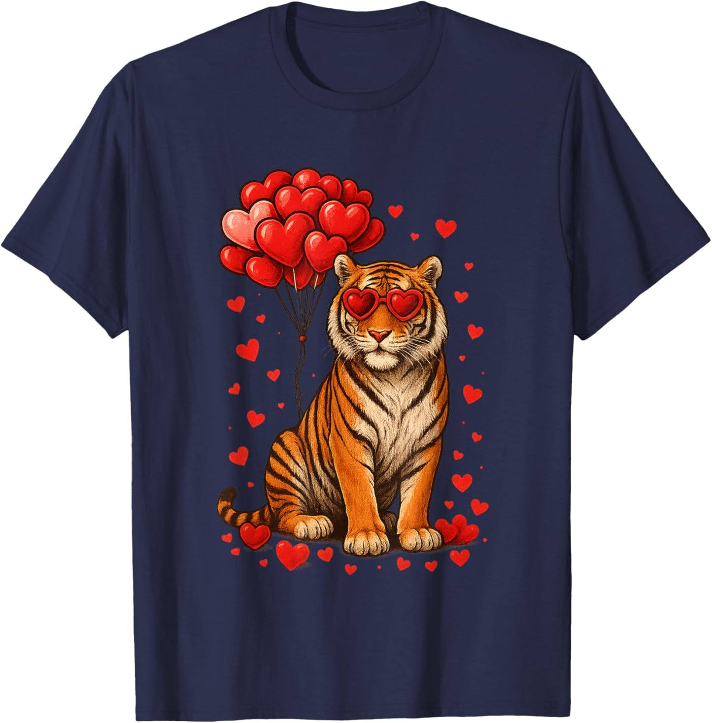 Funny Tiger Valentine's Day Heart Animals Lover Gifts T-Shirt - T-Shirt | Navy