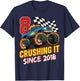 Birthday Monster Truck 8 Year Old Boys 8th Party Born 2018 T-Shirt - T-Shirt | Navy