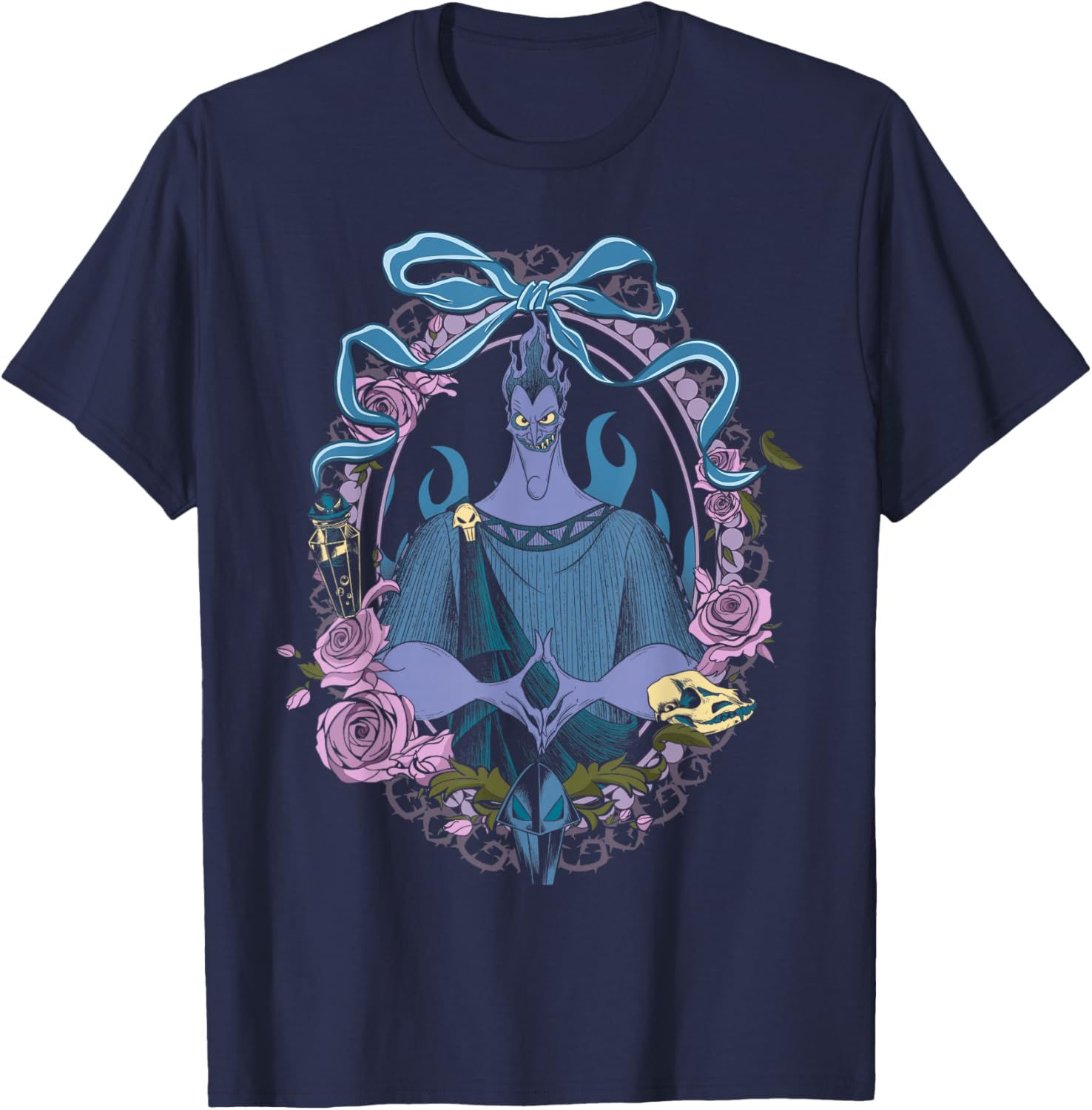 Disney Villains Hades Bow and Floral Frame Portrait Hercules T-Shirt - T-Shirt | Navy