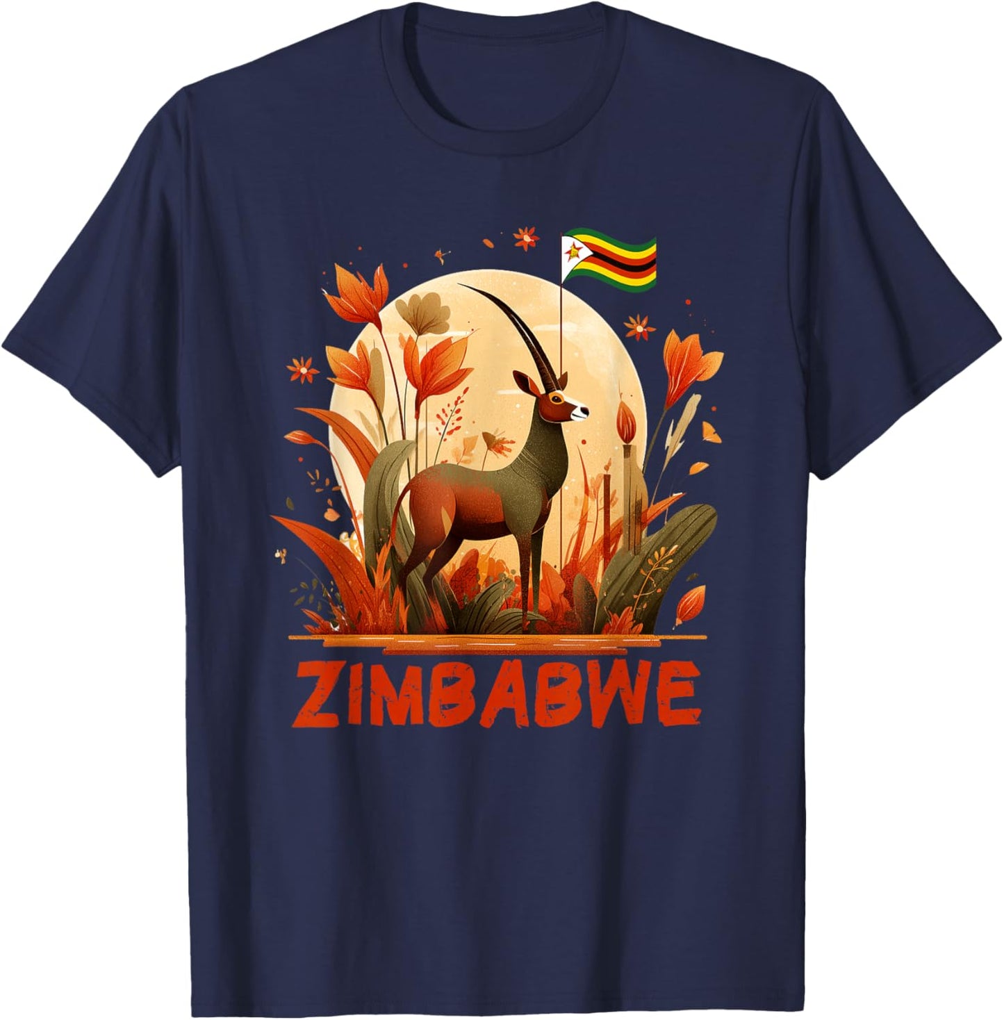 Cool Zimbabwean Gazelle Costume for Zimbabwe Lovers T-Shirt - T-Shirt | Navy