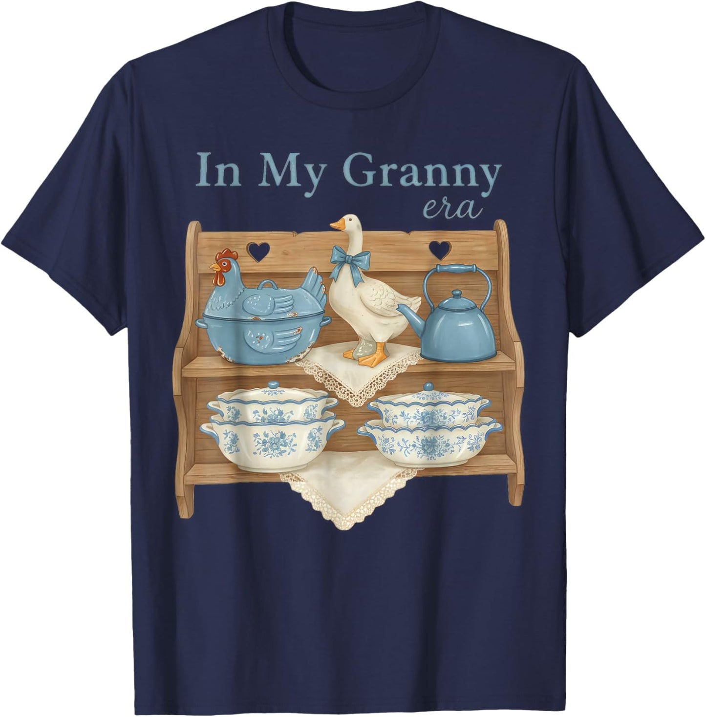 in My Granny Era, Grandma Core Graphic T-Shirt - T-Shirt | Navy