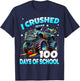 I Crushed 100 Days of School Monster Truck 100th Day Boys T-Shirt - T-Shirt | Navy