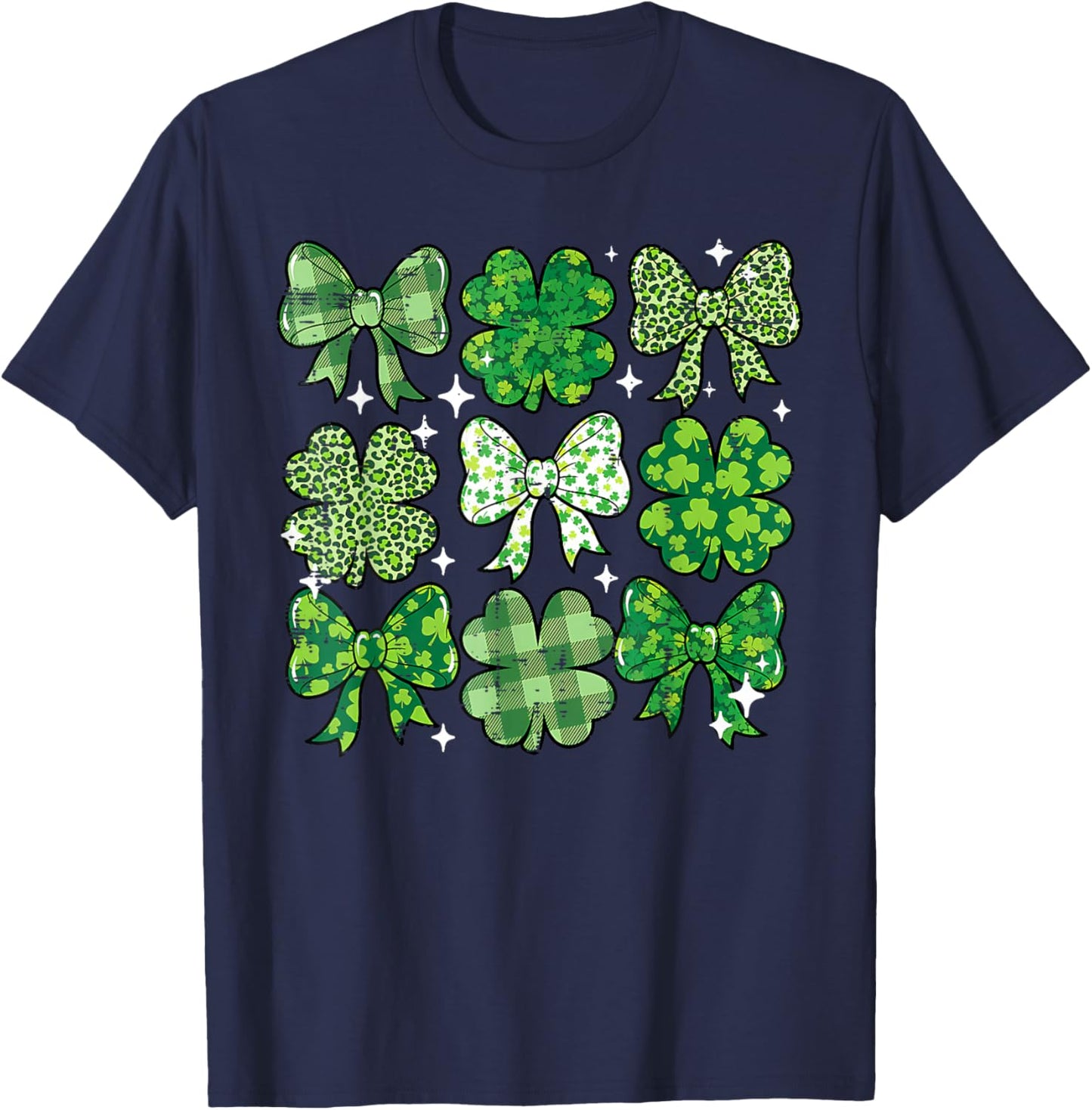 St Patricks Day Bow Coquette Saint Paddys Girls Kids Women T-Shirt - T-Shirt | Navy