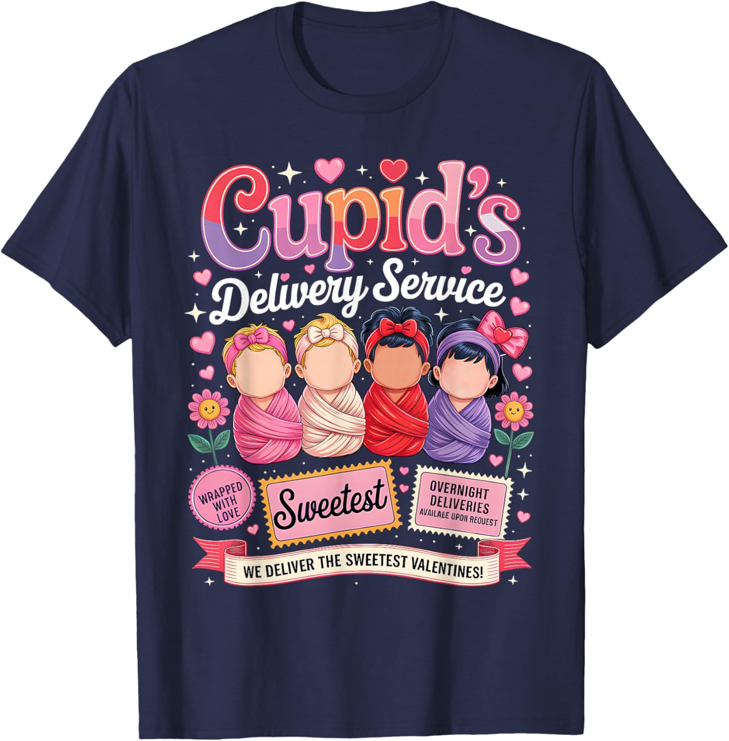 Nurse Valentine Cupid's Delivery Service Labor and Delivery T-Shirt - T-Shirt | Navy