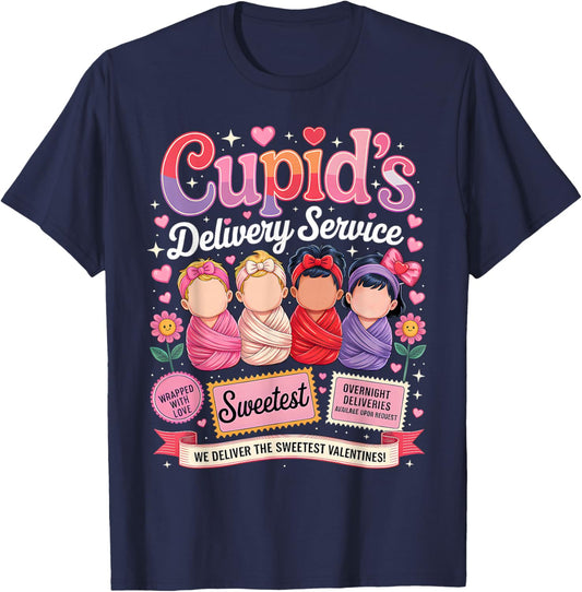 Nurse Valentine Cupid's Delivery Service Labor and Delivery T-Shirt - T-Shirt | Navy