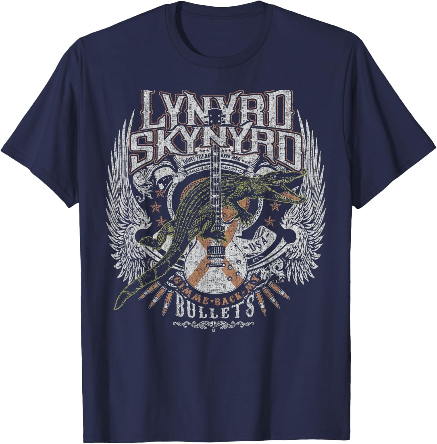 Lynyrd Skynyrd Croc Rock Bullet Tread On Me Southern Country T-Shirt - T-Shirt | Navy