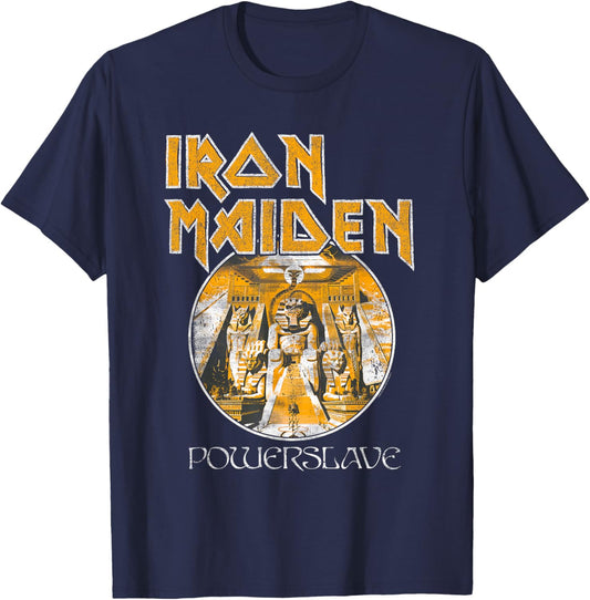 Iron Maiden - Powerslave Circle Brown/Navy T-Shirt - T-Shirt | Navy