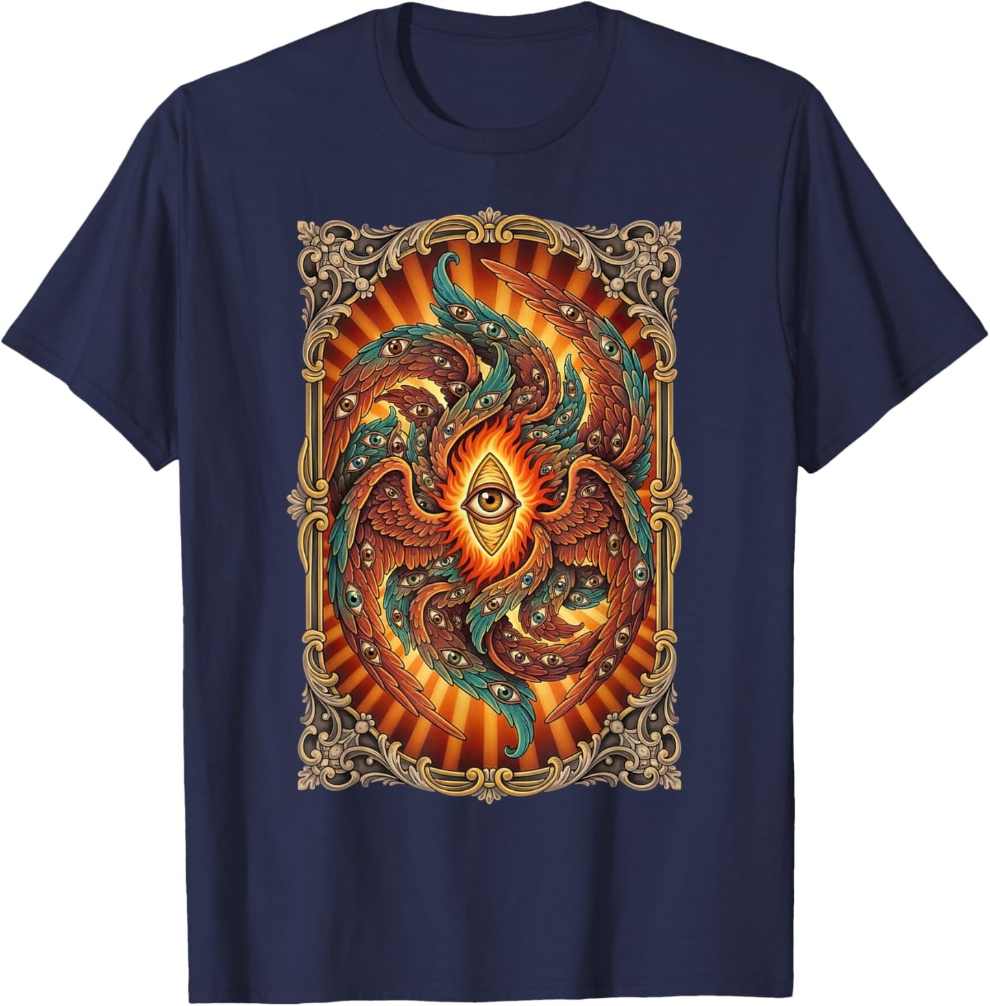 Biblically Accurate Angel Seraphim Ornate Gothic T-Shirt - T-Shirt | Navy
