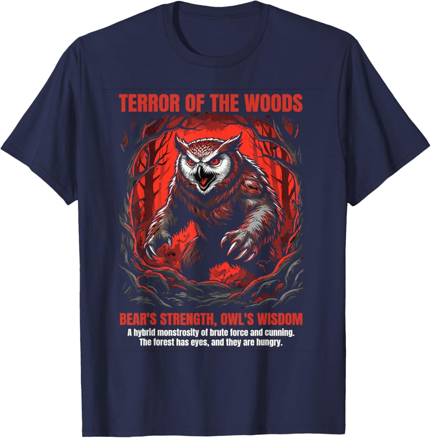 Owlbear Forest Guardian Tabletop Dark RPG Fantasy Gamer T-Shirt - T-Shirt | Navy