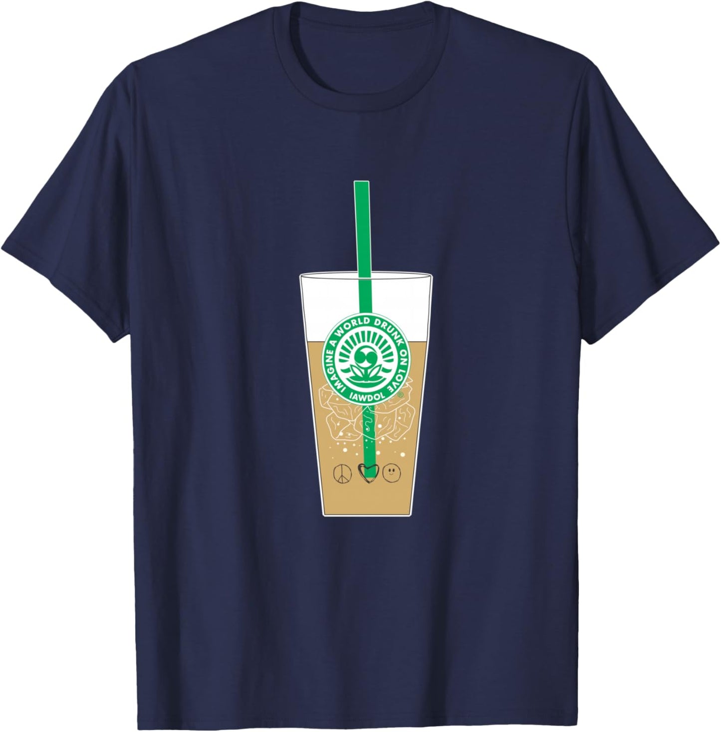 IAWDOL Logo on Iced Coffee T-Shirt - T-Shirt | Navy