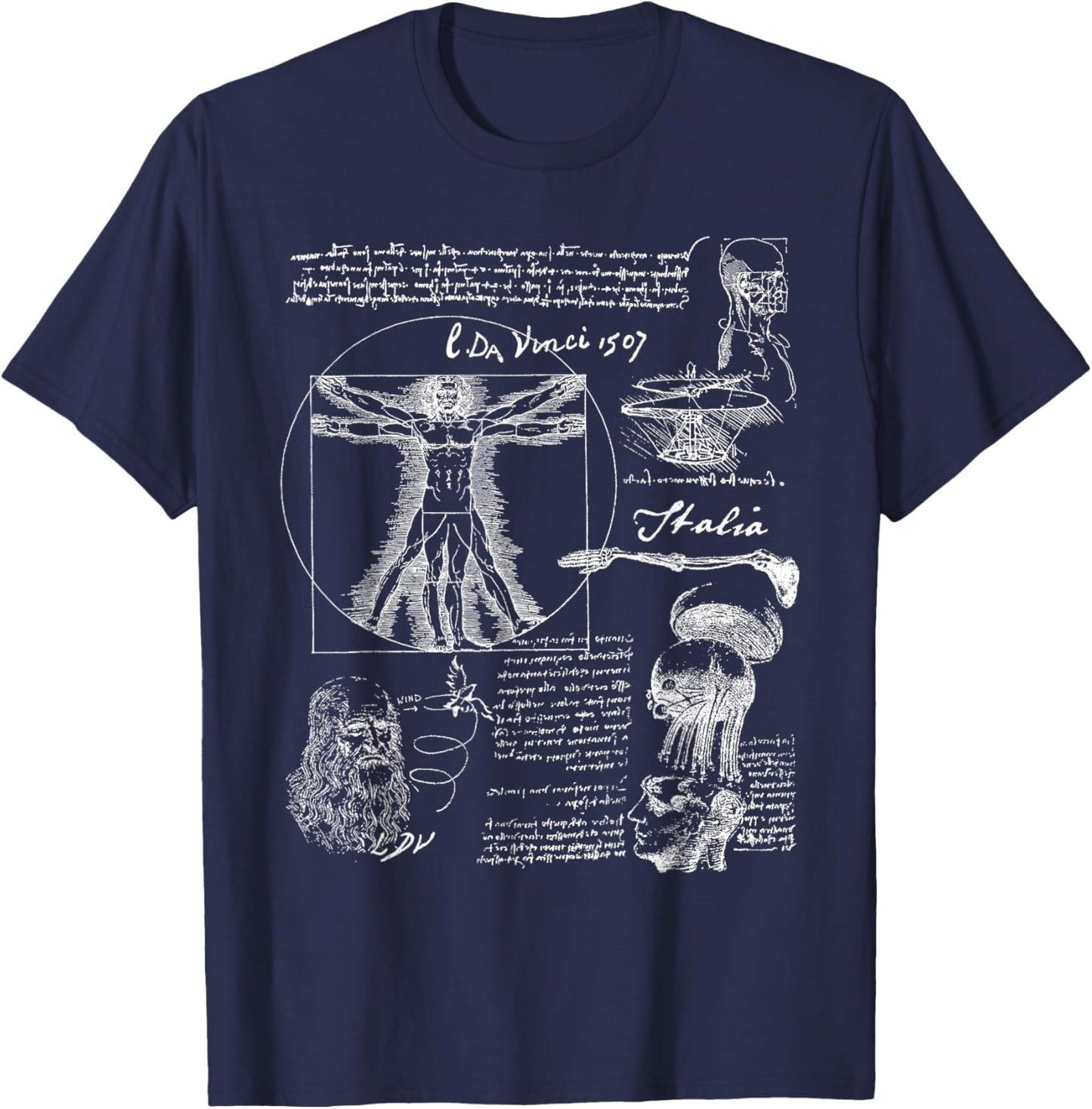 Leonardo da Vinci The Vitruvian Man T-Shirt - T-Shirt | Navy