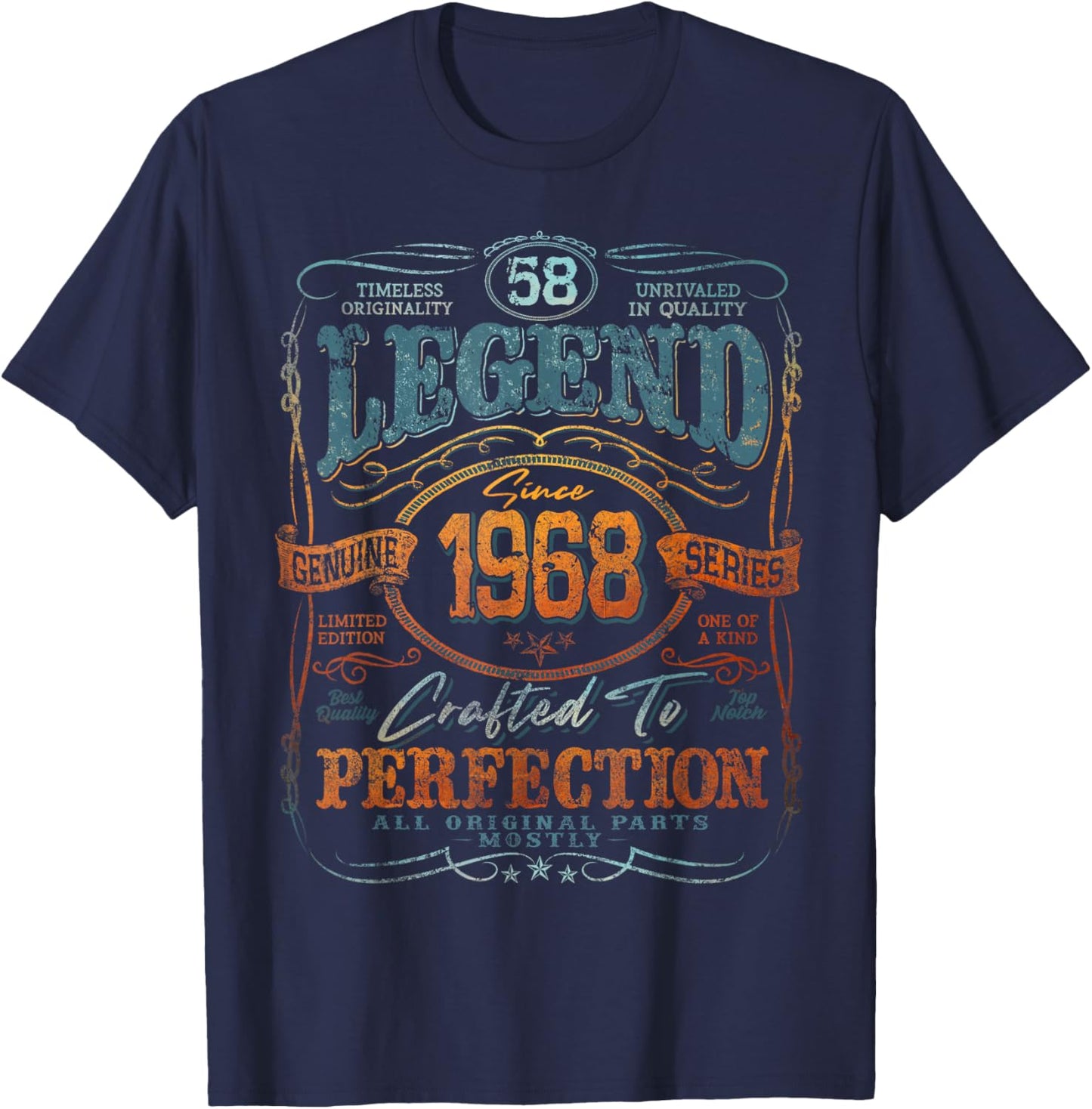 Vintage 1968 Limited Edition Shirt 58 Year Old 58th Birthday T-Shirt - T-Shirt | Navy