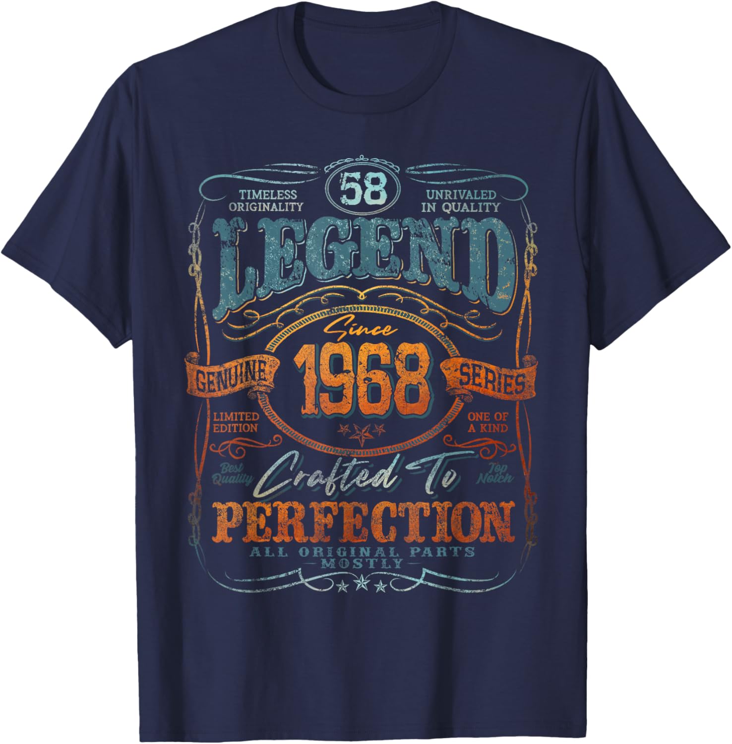 Vintage 1968 Limited Edition Shirt 58 Year Old 58th Birthday T-Shirt - T-Shirt | Navy