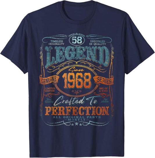 Vintage 1968 Limited Edition Shirt 58 Year Old 58th Birthday T-Shirt - T-Shirt | Navy