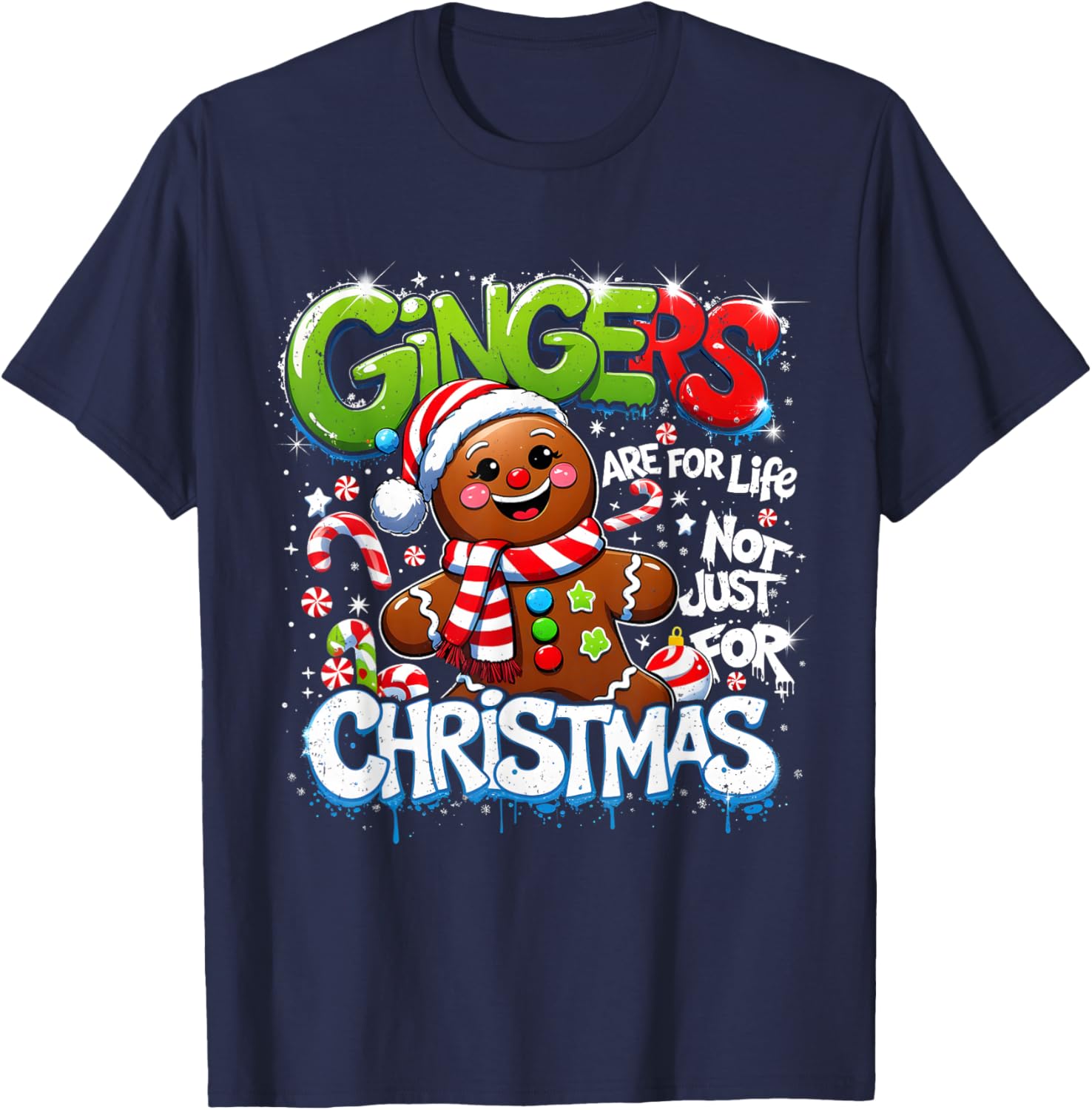 Gingerbread Funny Christmas Cookie Gingers Life T-Shirt - T-Shirt | Navy