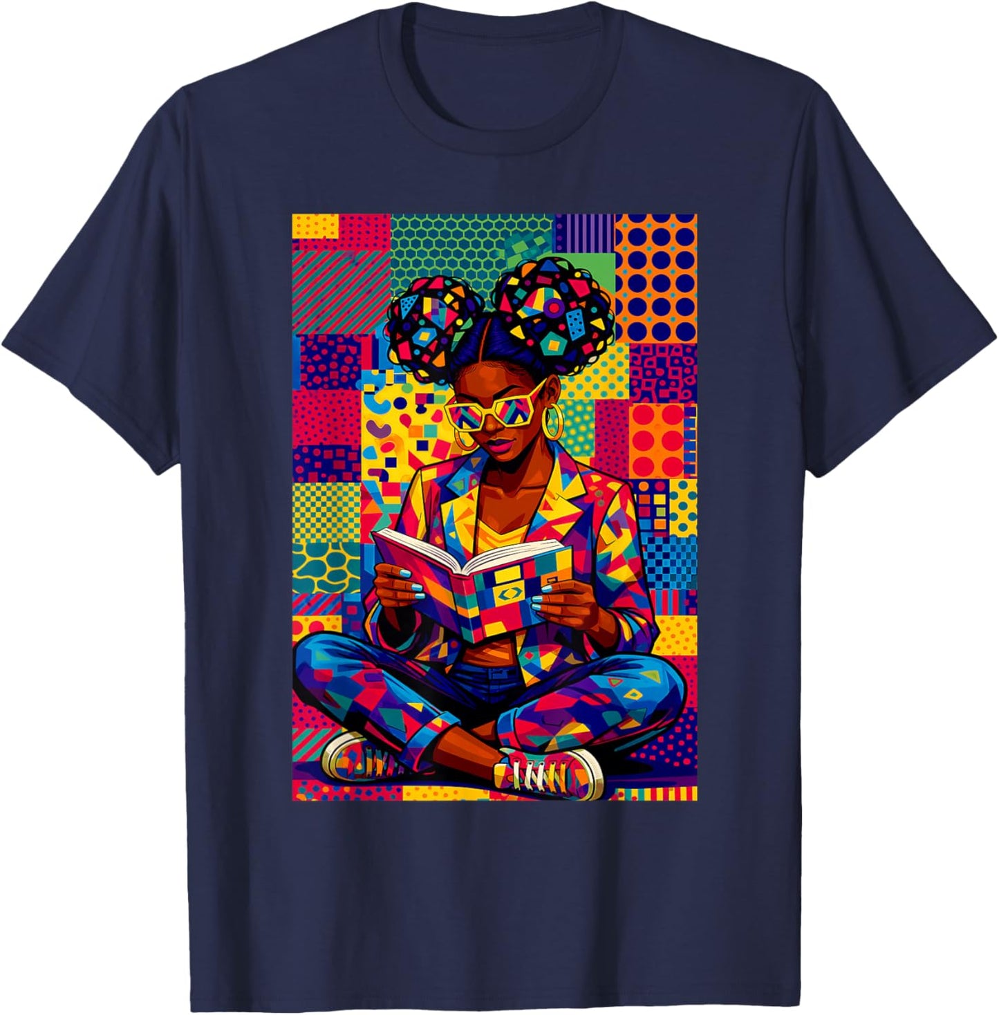 Black History Month Educated Black Women Girls Reading Book T-Shirt - T-Shirt | Navy